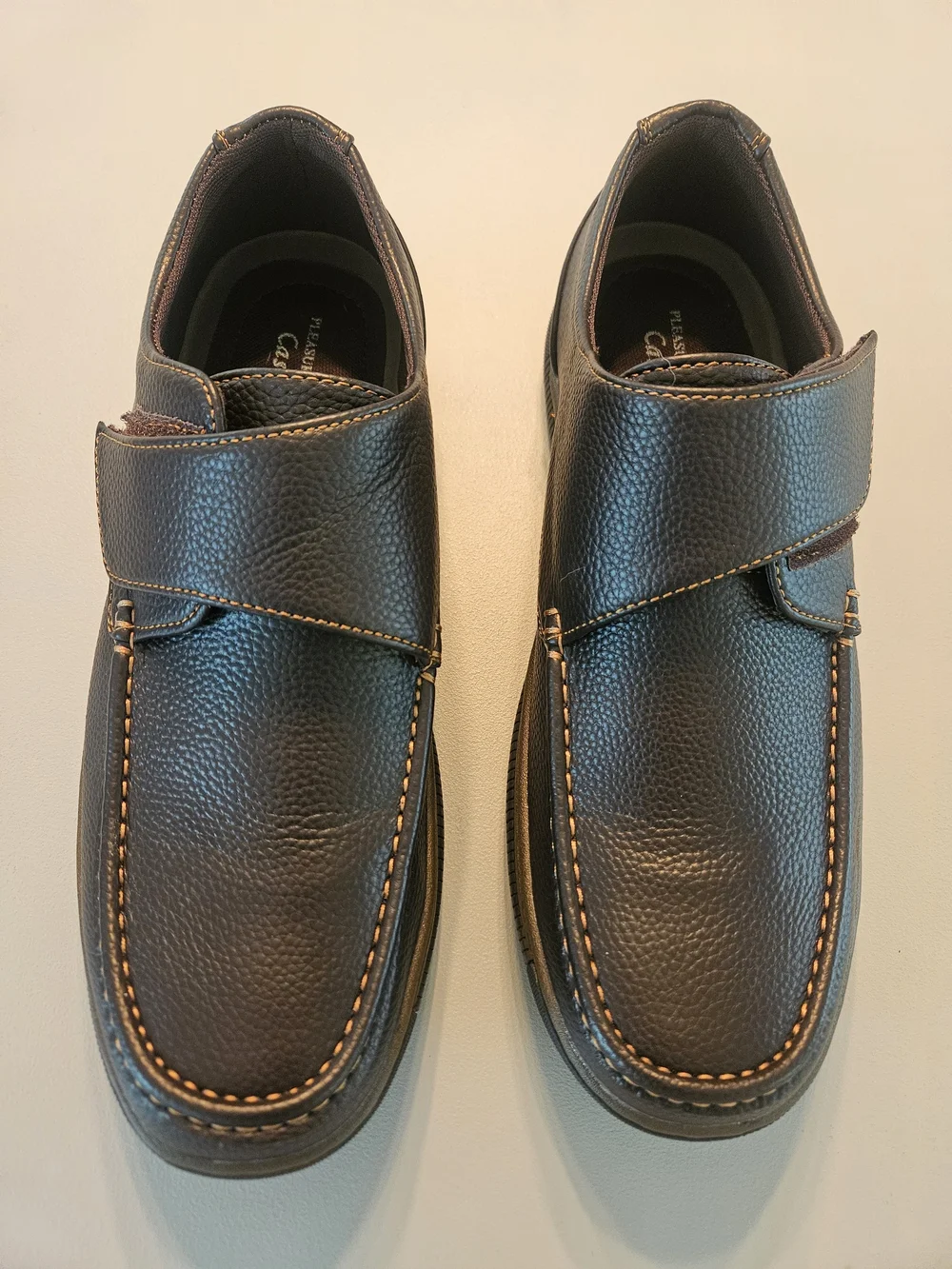 NEW Men's Dark Brown Slip-On Comfort Loafers with Hook & Loop Close Strap